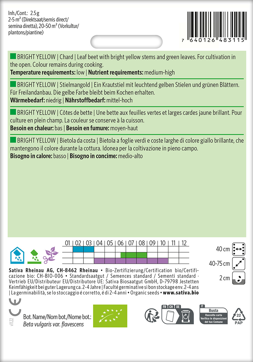 Stielmangold Bright Yellow Bio Samen