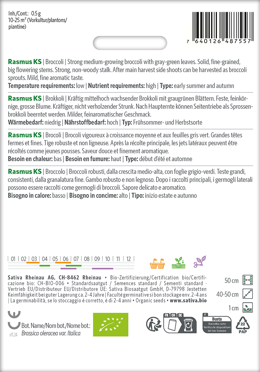 Broccoli Rasmus KS BIO Samen