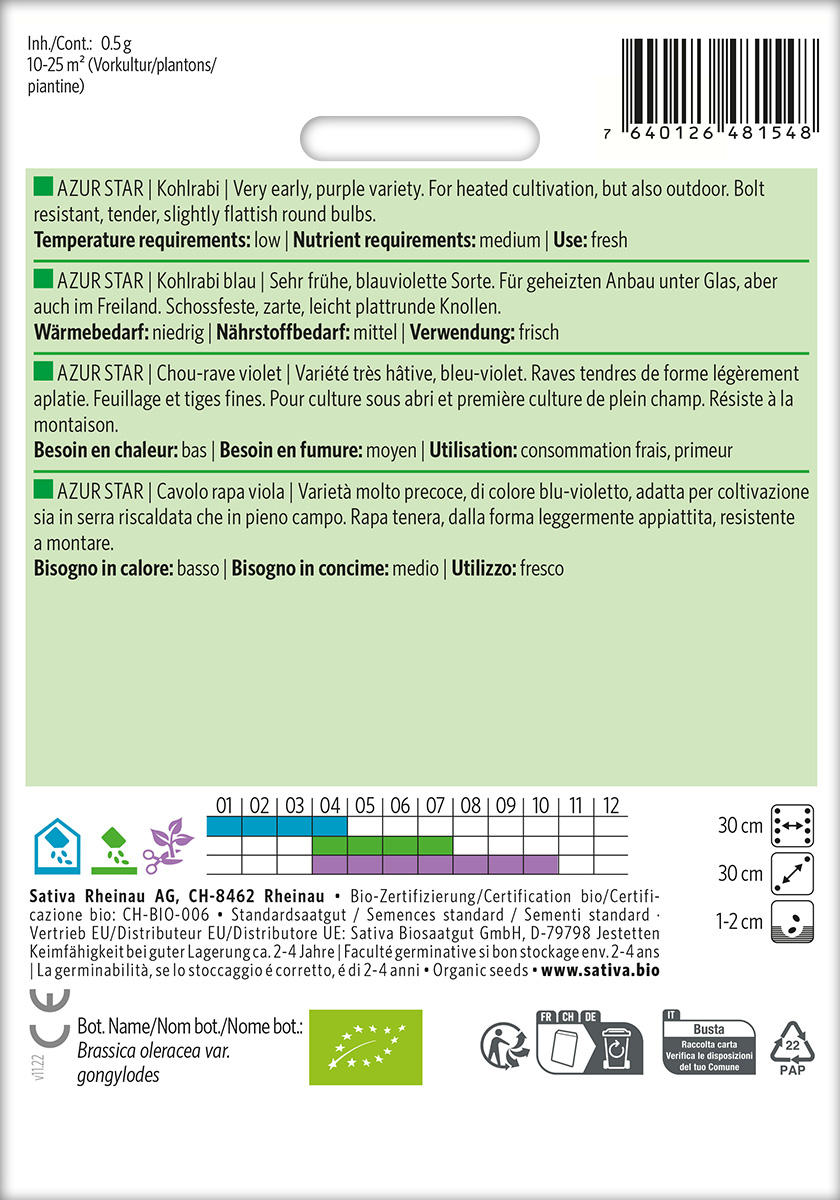Kohlrabi 'Azur Star' Biosaatgut