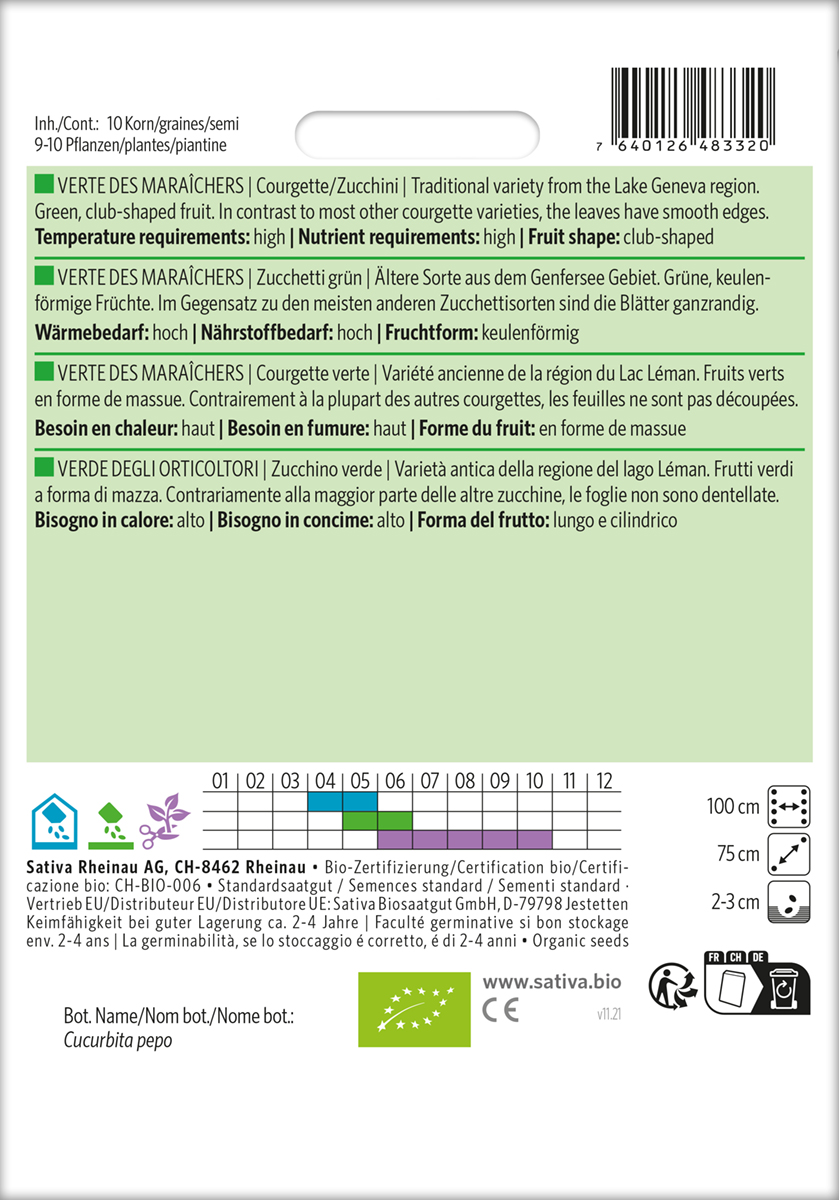 Zucchini 'Verte des Maraîchers' Biosaatgut