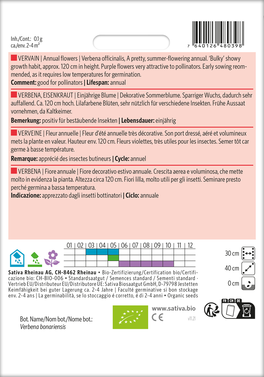 Verbena, Eisenkraut BIO Samen