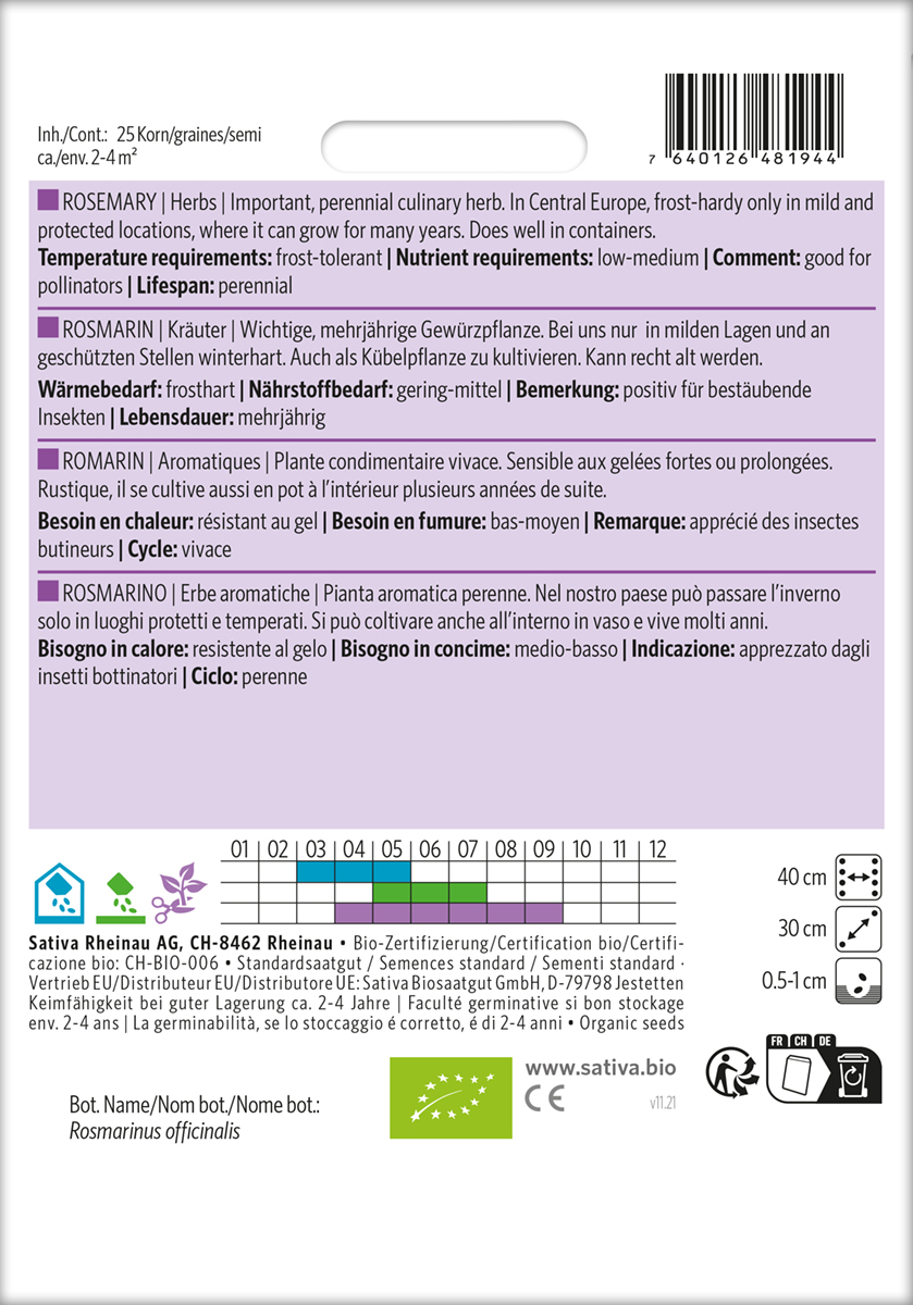 Rosmarin Biosaatgut von Sativa