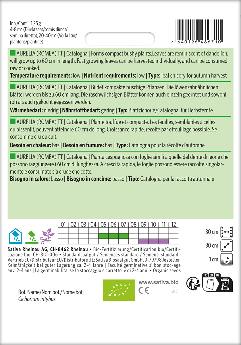 Zichorie 'Aurelia (Romea) TT' Biosaatgut