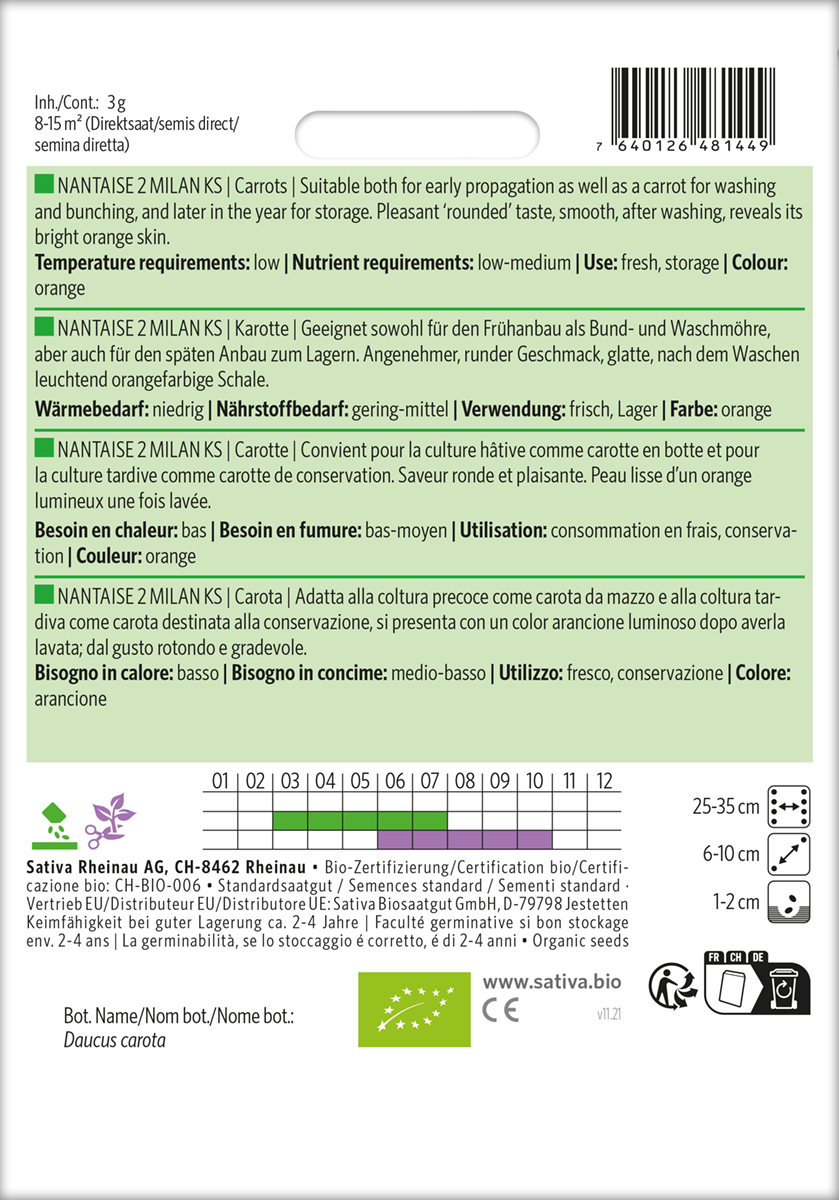 Karotte 'Nantaise 2 Milan KS, BIO Samen Sativa