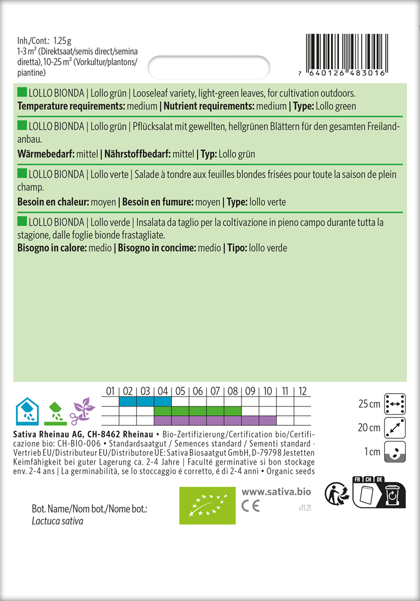 Pflücksalat Lollo Rossa BIO Samen