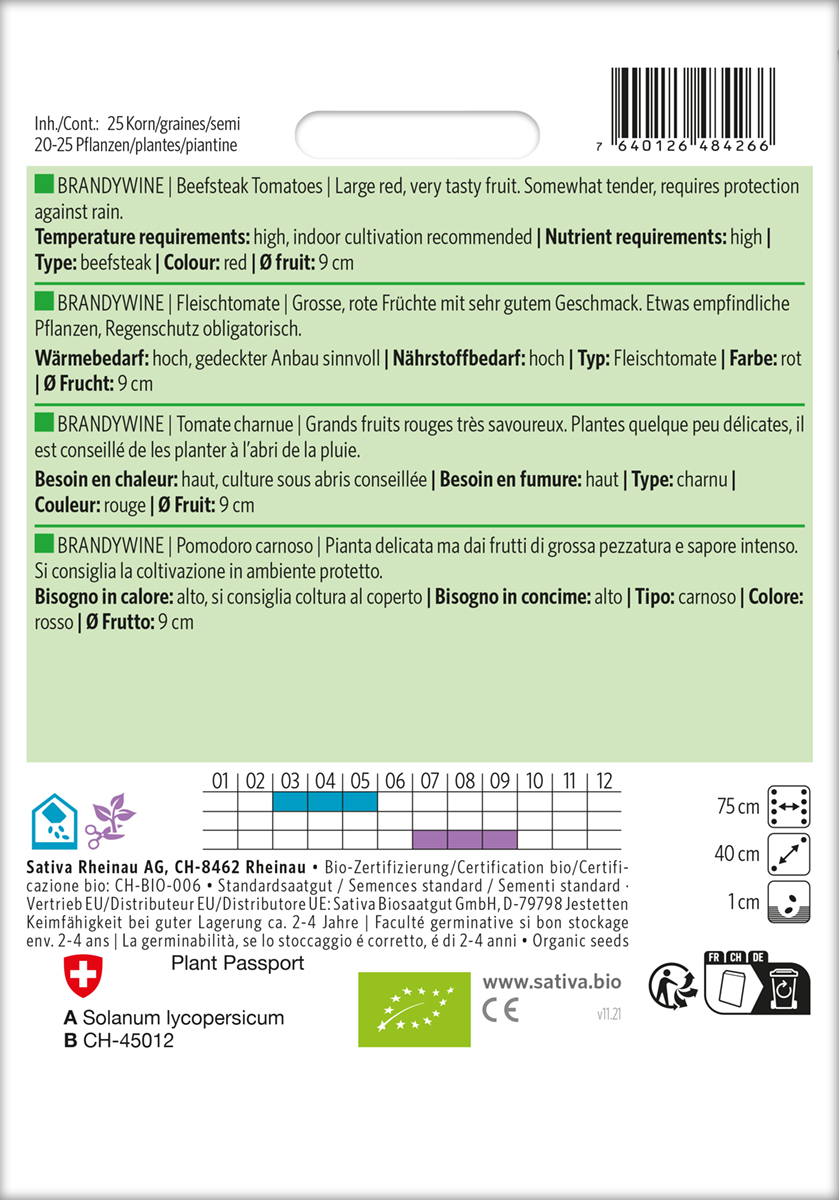 Tomate Brandywine Biosaatgut