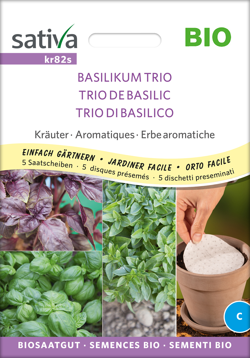 kr82s_basilikum_trio_bio_samen_saatscheiben Basilikum TRIO Biosaatgut Sativa