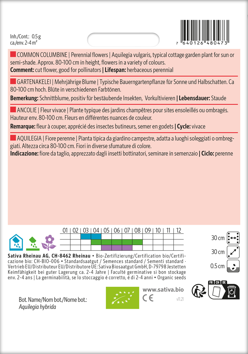 Gartenakelei, Biosaatgut von Sativa