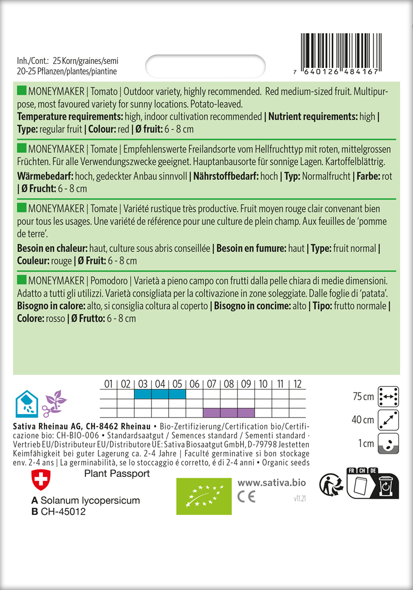 Tomate Moneymaker Biosaatgut von Sativa