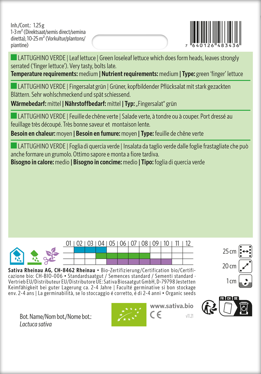 Pflücksalat Lattughino Verde BIO Samen