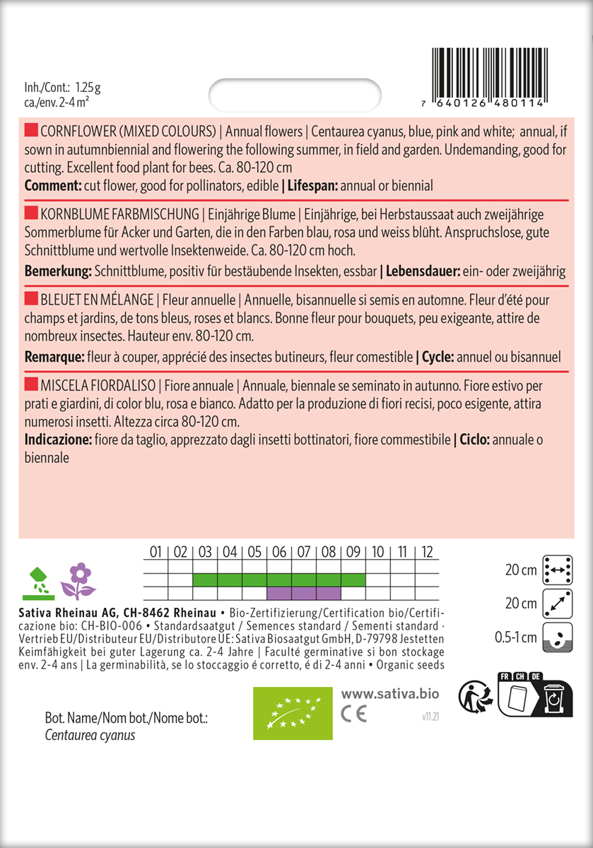 b120_kornblume_farbmischung_biosaatgut Kornblume Farbmischung - blau-rosa-weiß