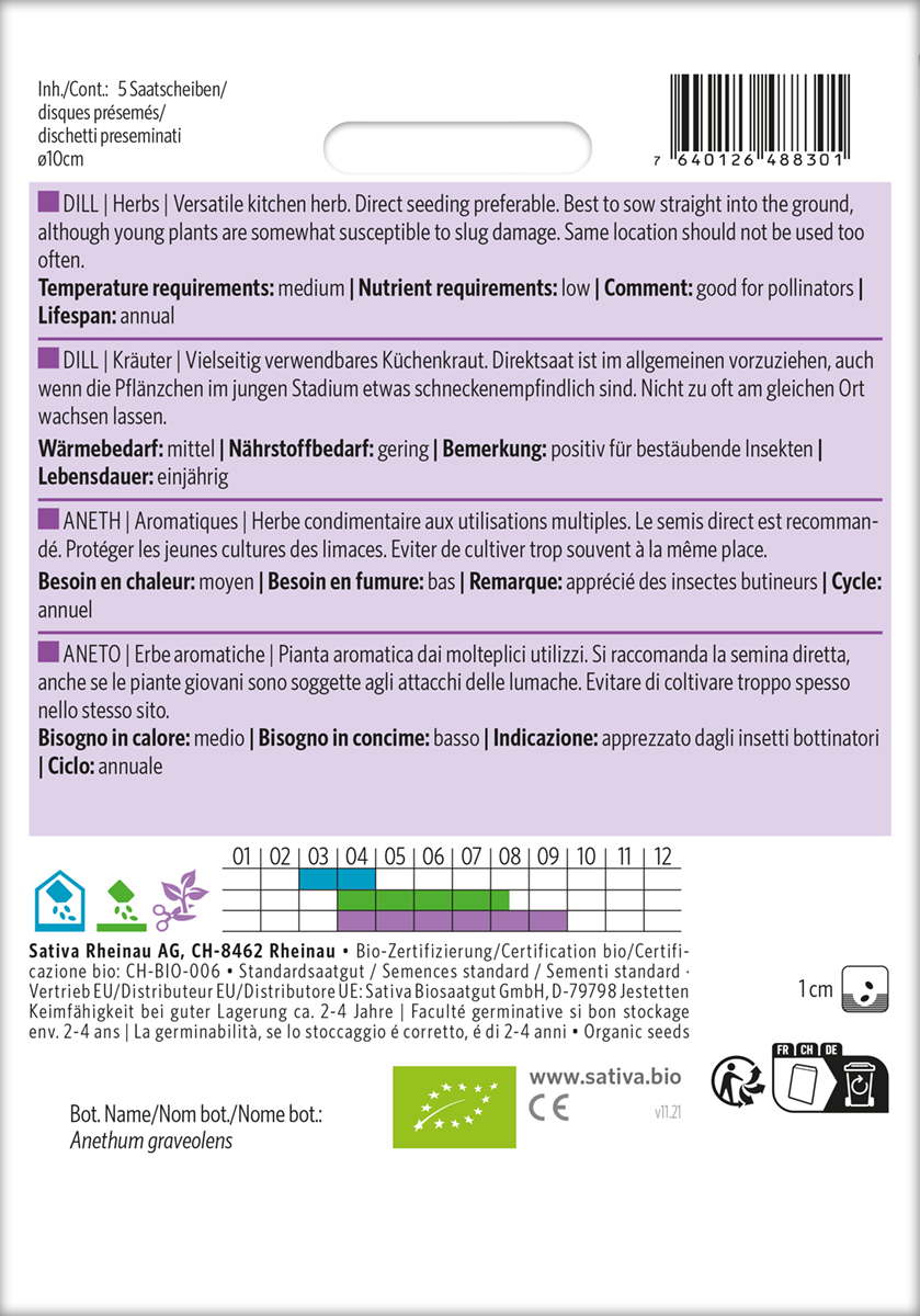 Dill Biosaatgut 5 Saatscheiben