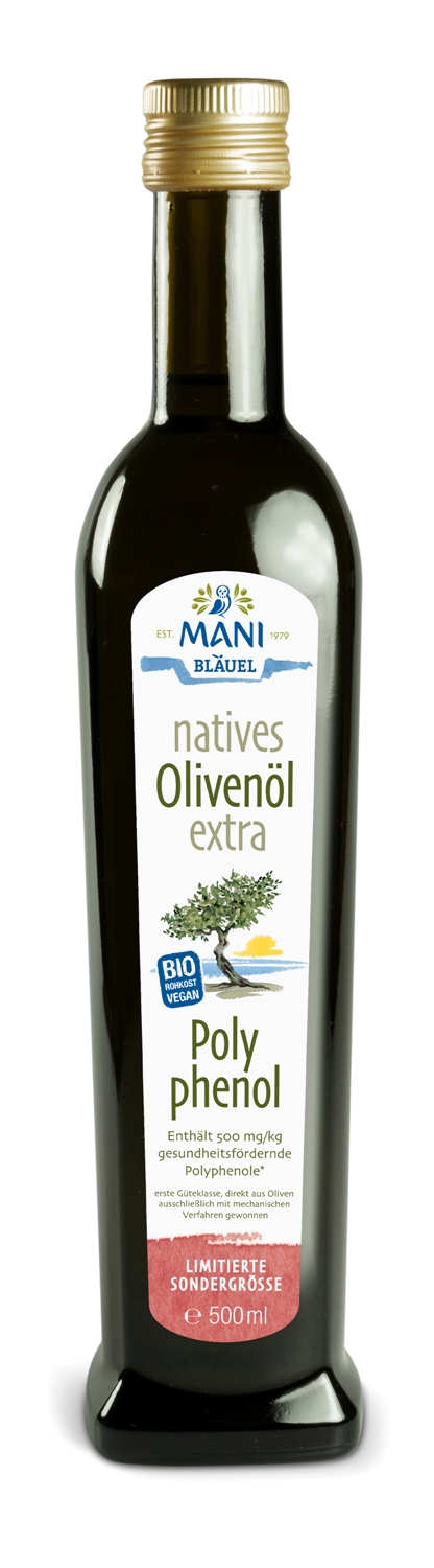 MANI Bläuel natives Olivenöl extra, bio, Polyphenol 0,5 l