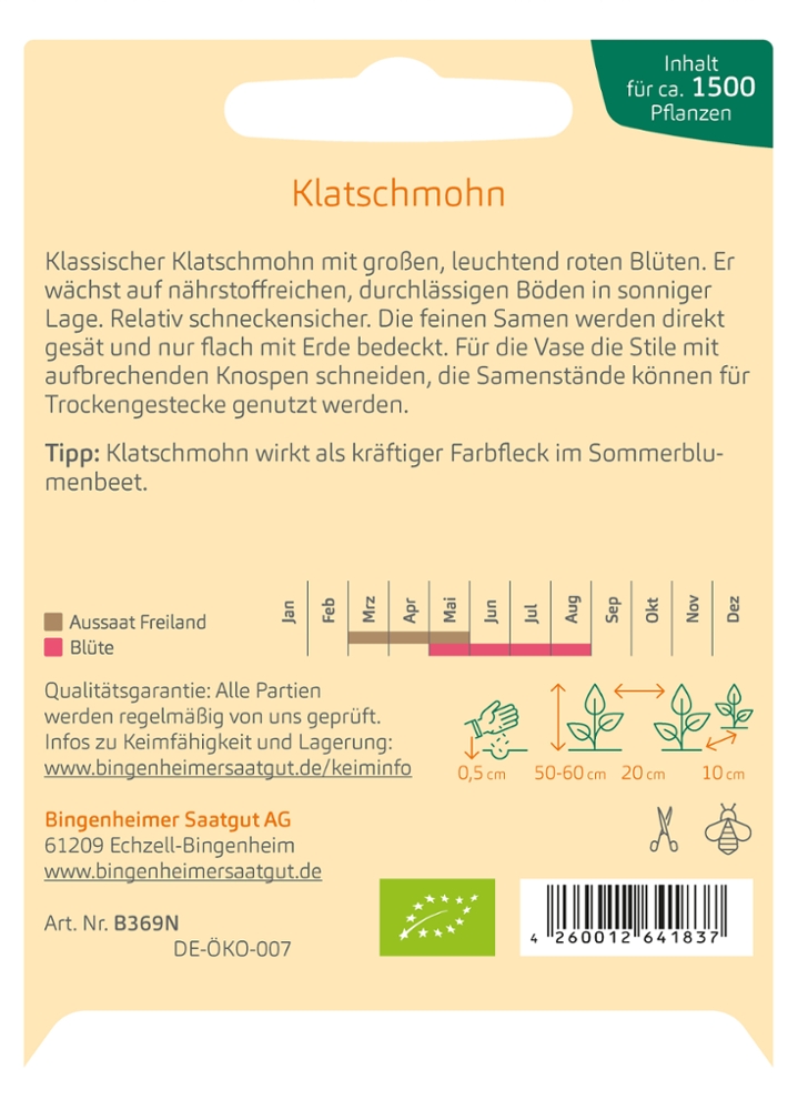 Klatschmohn Biosaatgut 