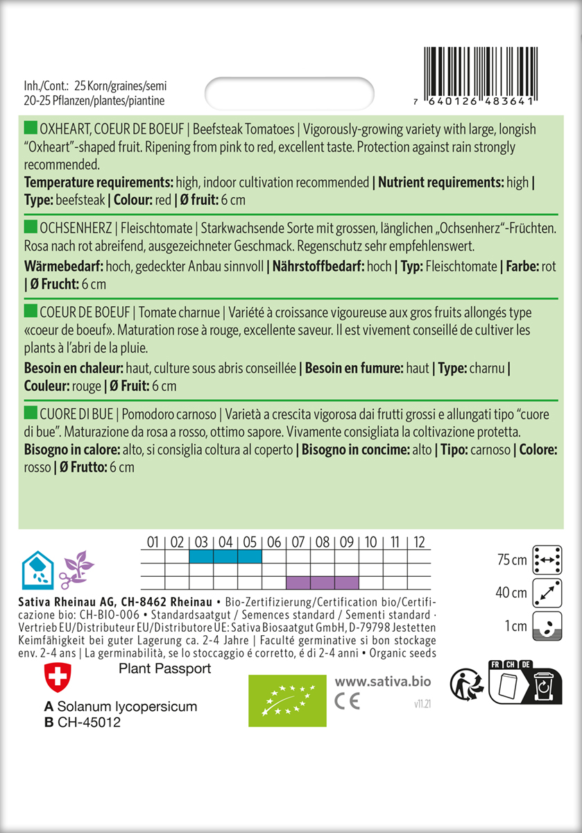 Ochsenherz, Bio Fleischtomate Samen von Sativa