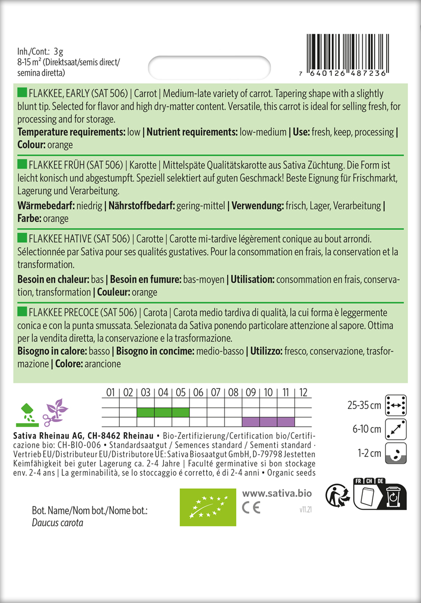 Karotte Flakkee Früh (SAT 506) Biosaatgut