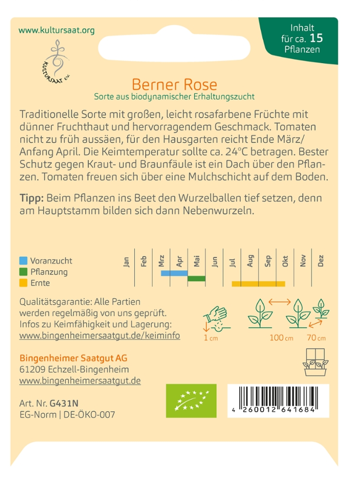 Tomate 'Berner Rose' Biosaatgut