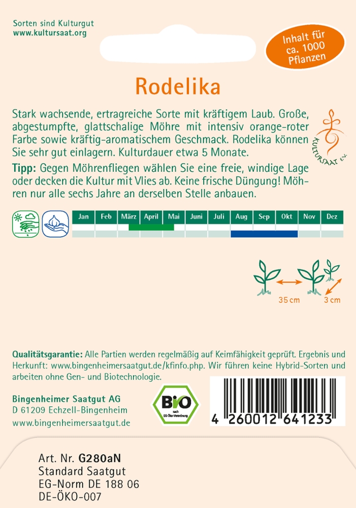 Möhre/ Karotte 'Rodelika', Biosaatgut