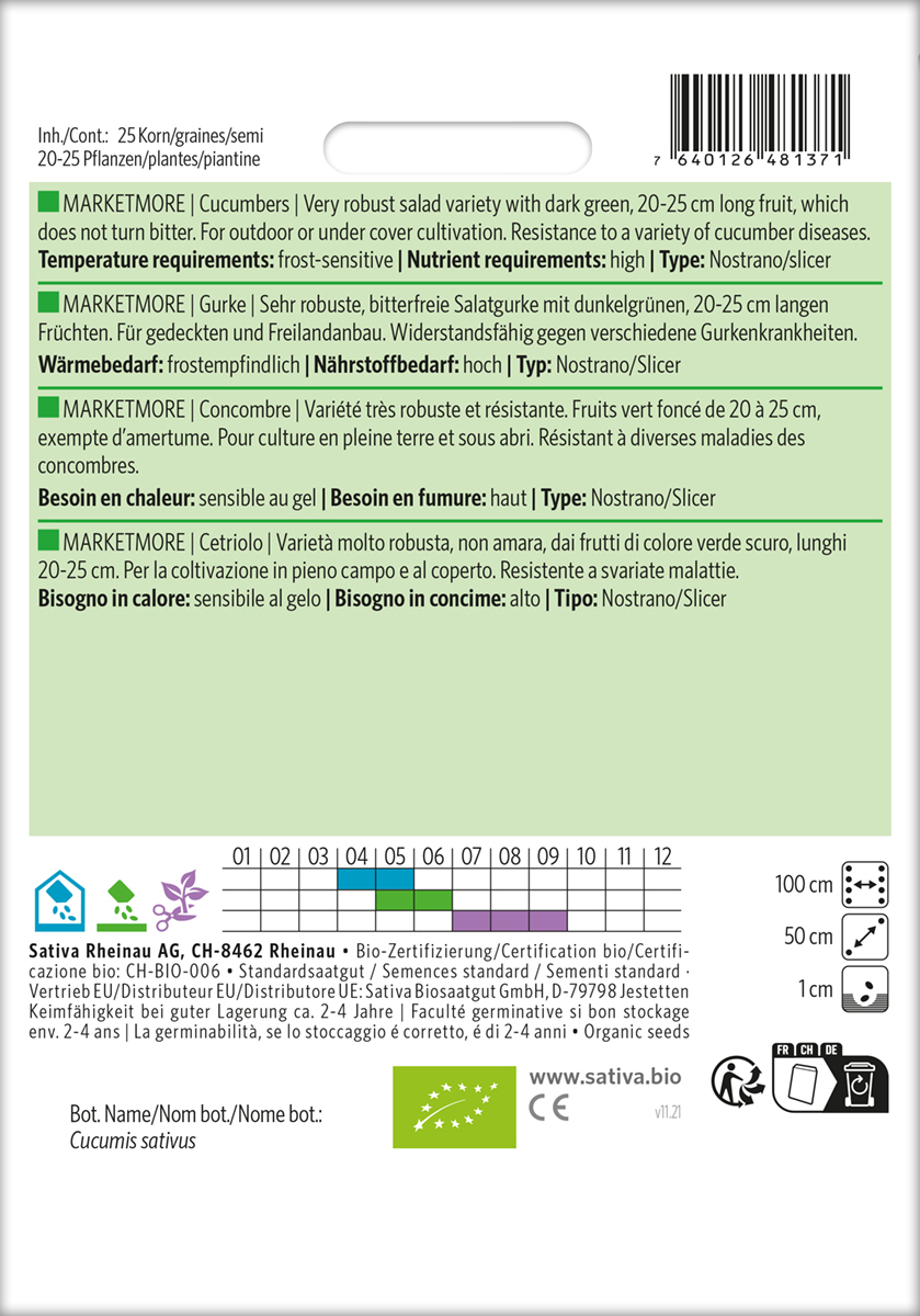 Gurke Marketmore Biosaatgut von Sativa