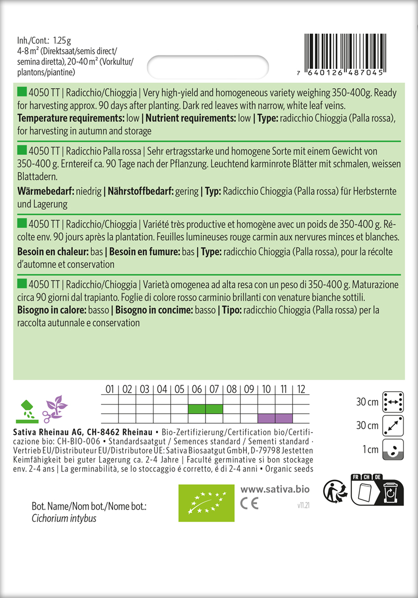 Zichorie 4050 TT Radicchio Palla Rossa Bio Saatgut