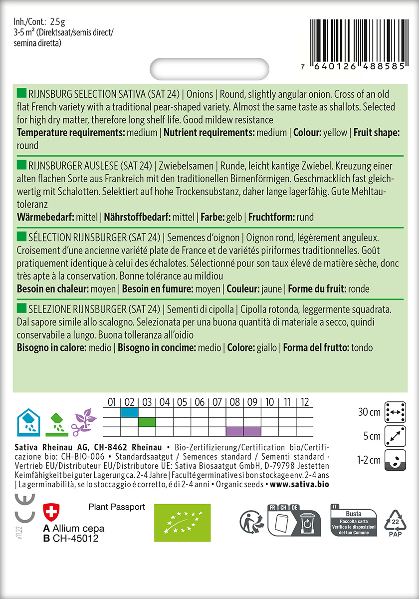 Zwiebel Rijnsburger Auslese (SAT24) Biosaatgut