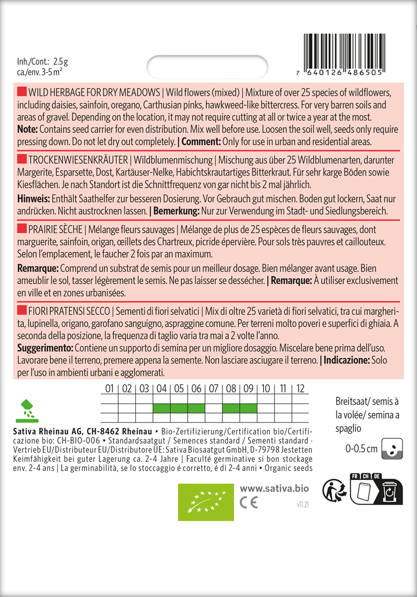 Wildblumenmischung Sativa Biosaatgut