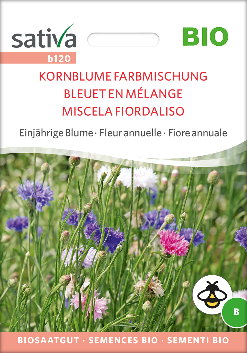 Kornblume Farbmischung - blau-rosa-weiß - Sativa