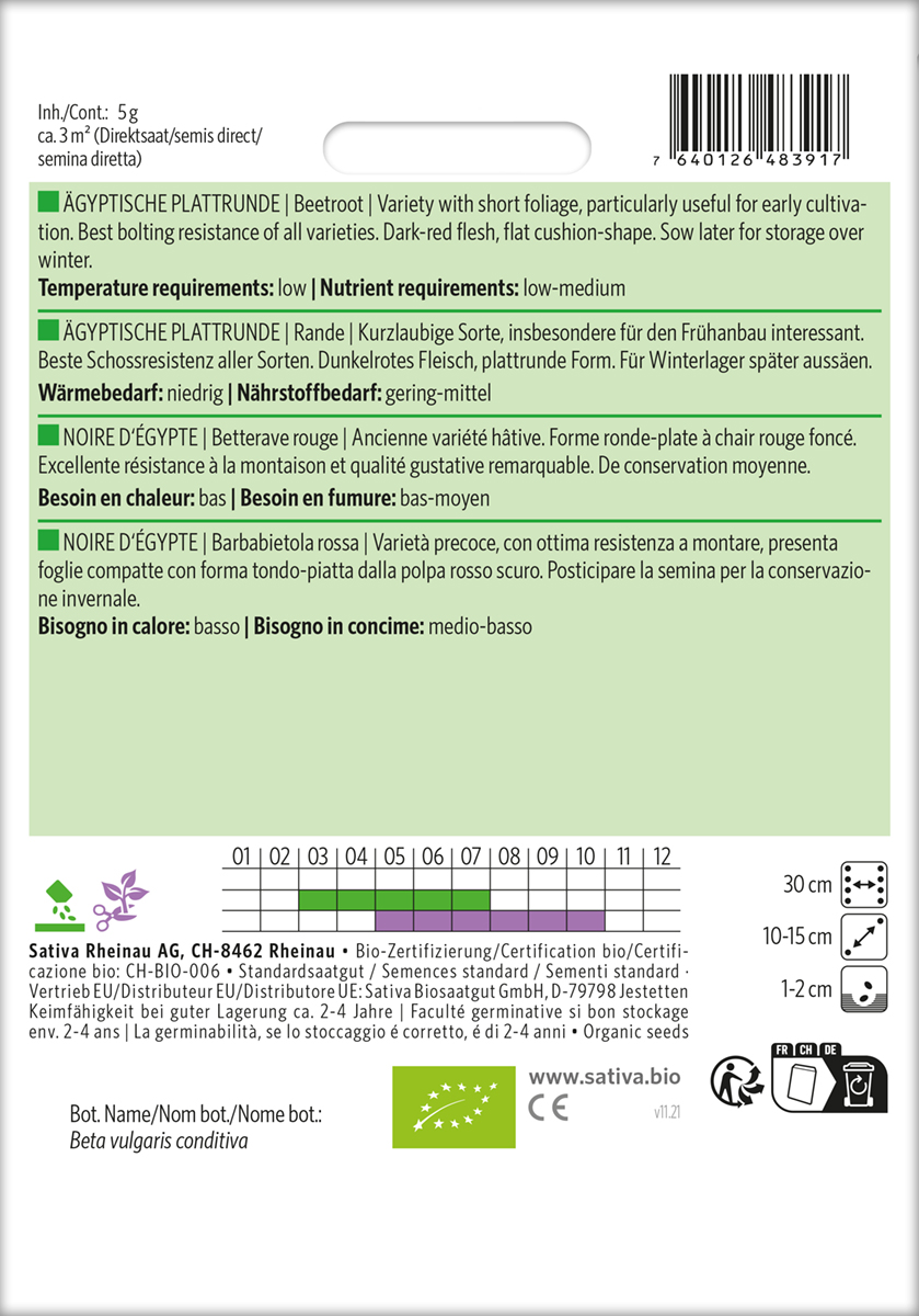 Rote Bete Ägyptische Plattrunde BIO Samen