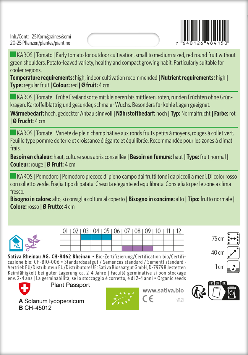 Tomate Karos Biosaatgut von Sativa