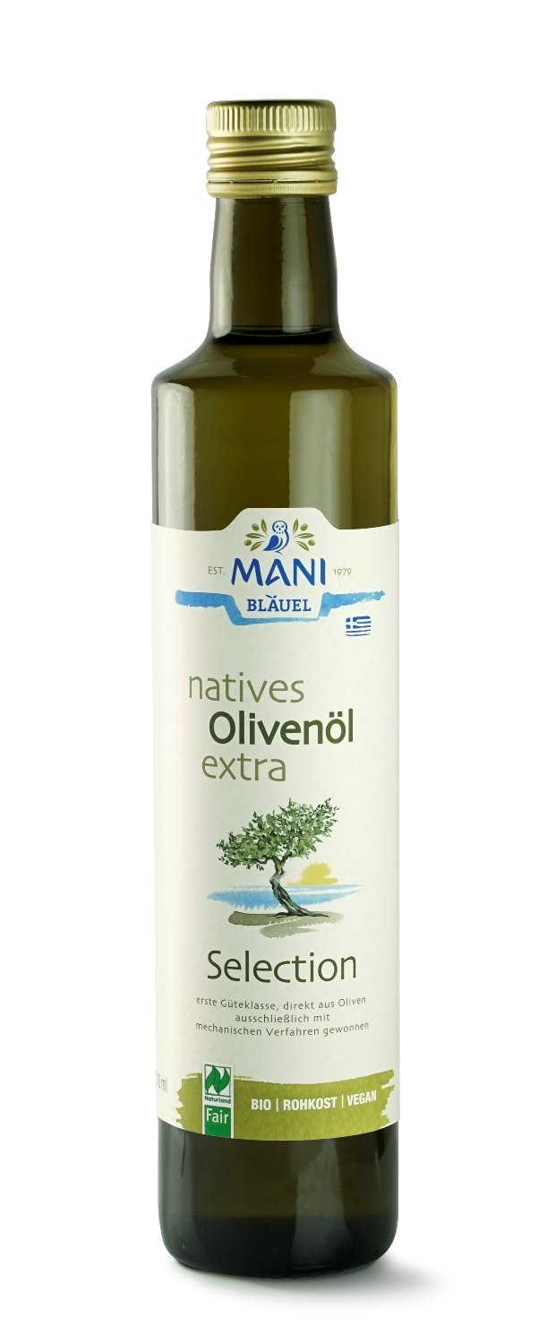 12101_mani_olivenoel_selection_bio_nativ_extra_500ml MANI Bläuel natives Olivenöl Selection, extra, bio, 0,5 l