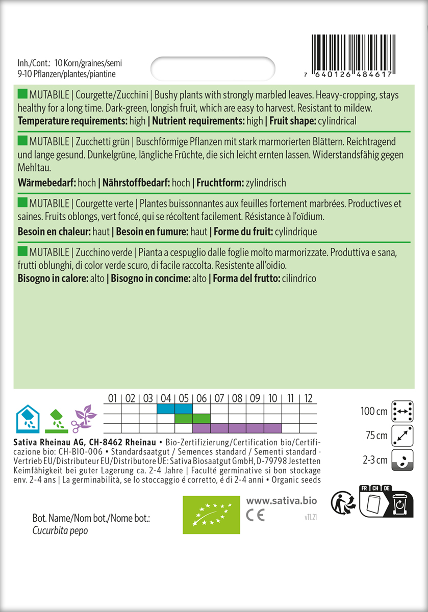 Zucchini 'Mutabile' Biosamen