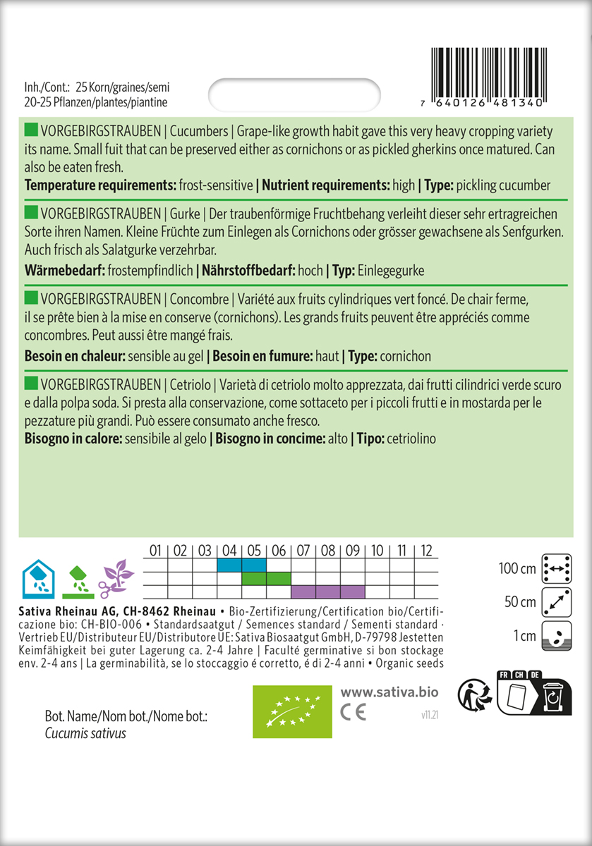 Gurke Vorgebirgstrauben BIO Samen Sativa