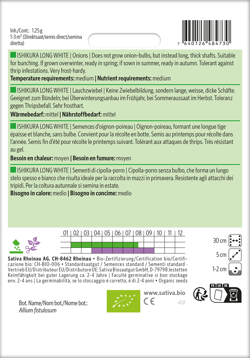 Lauchzwiebel Ishikura Long White Biosaatgut