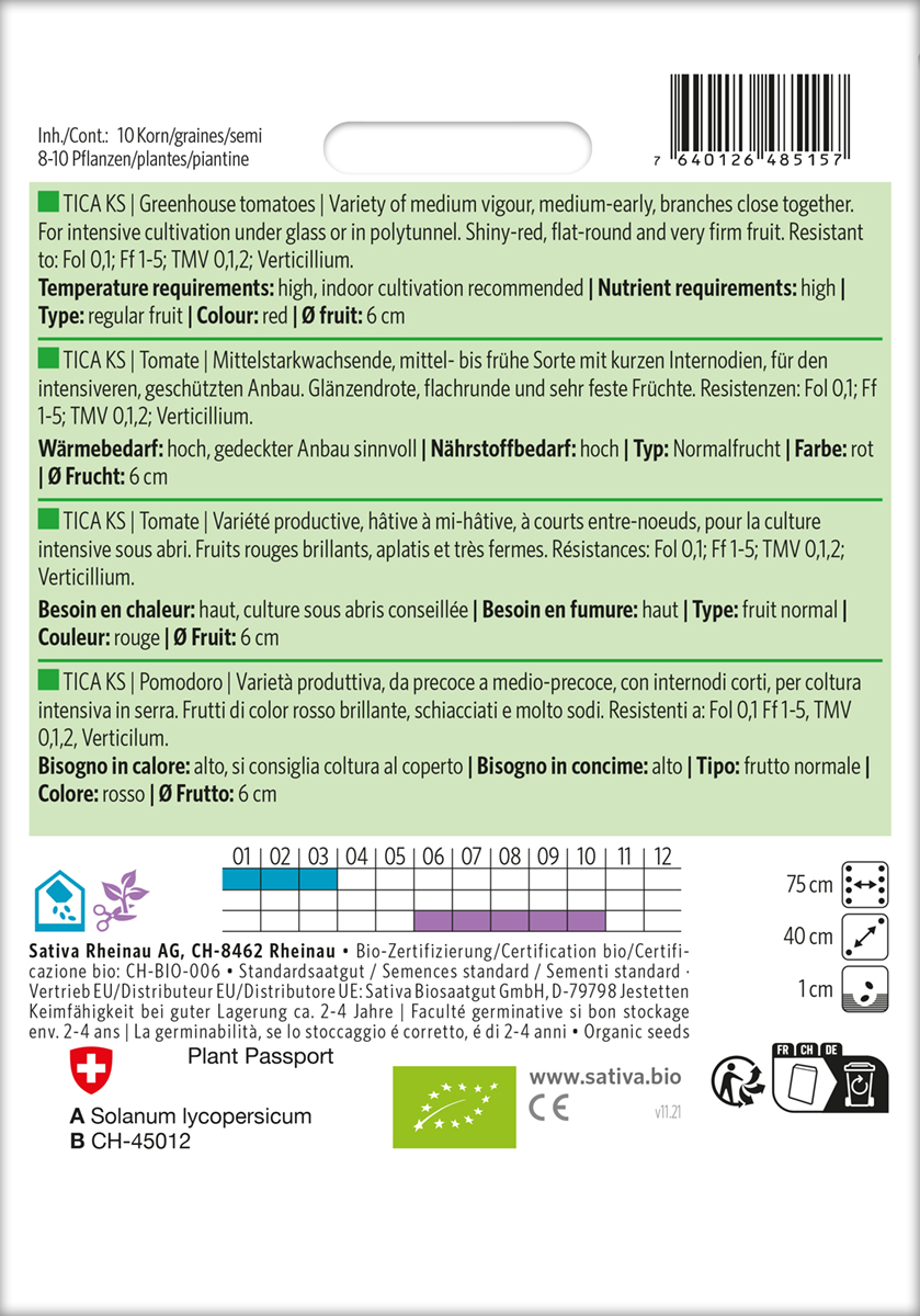 Tomate 'Tica KS' Biosaatgut von Sativa