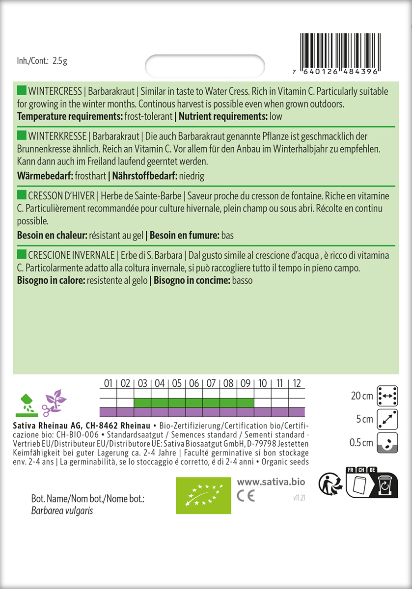 Winterkresse, Barbarakraut Biosaatgut
