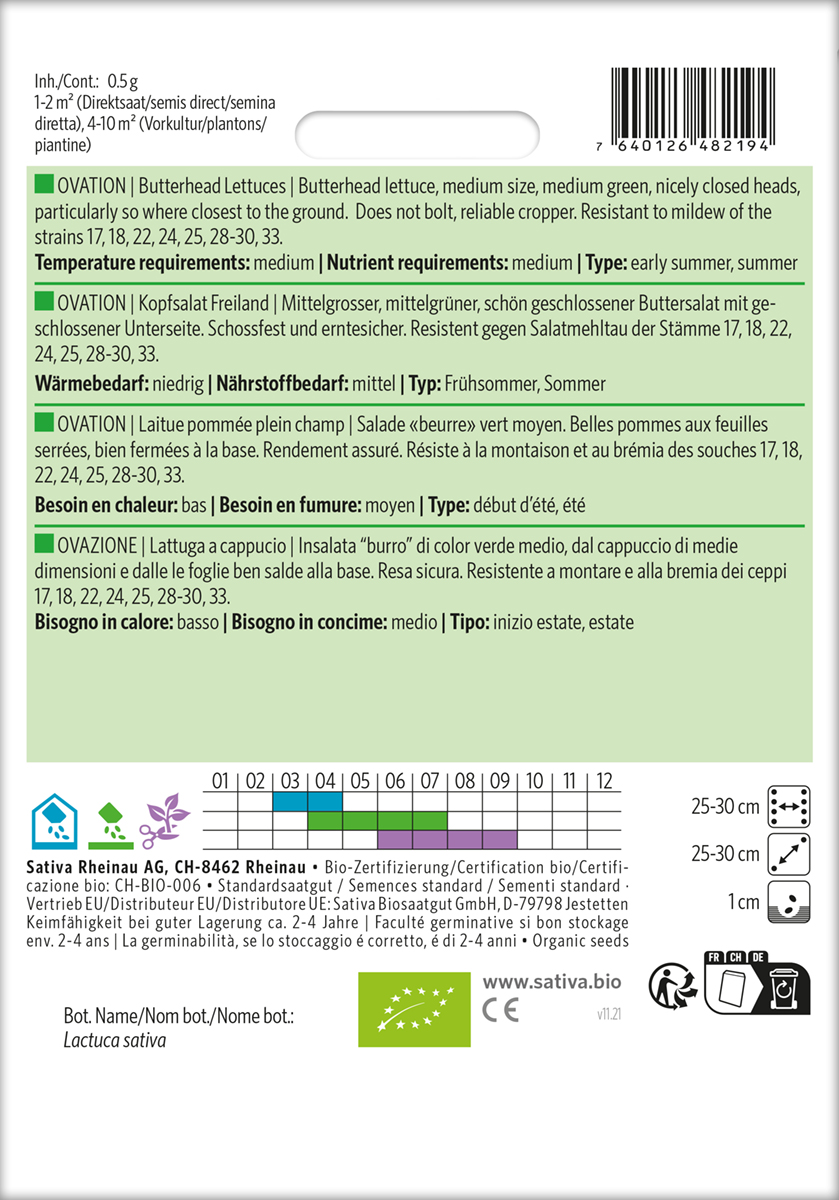 Kopfsalat Ovation, Buttersalat Biosaatgut