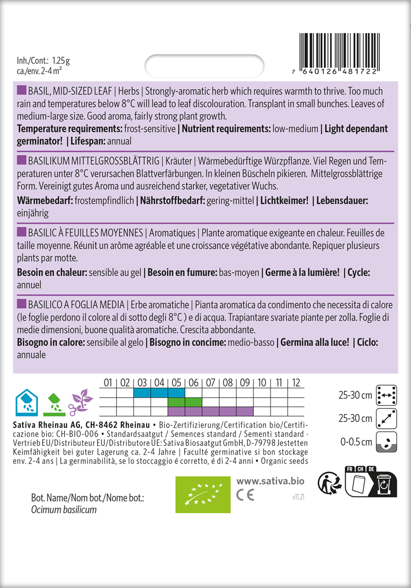 Basilikum Mittelgroßblättrig Biosaatgut