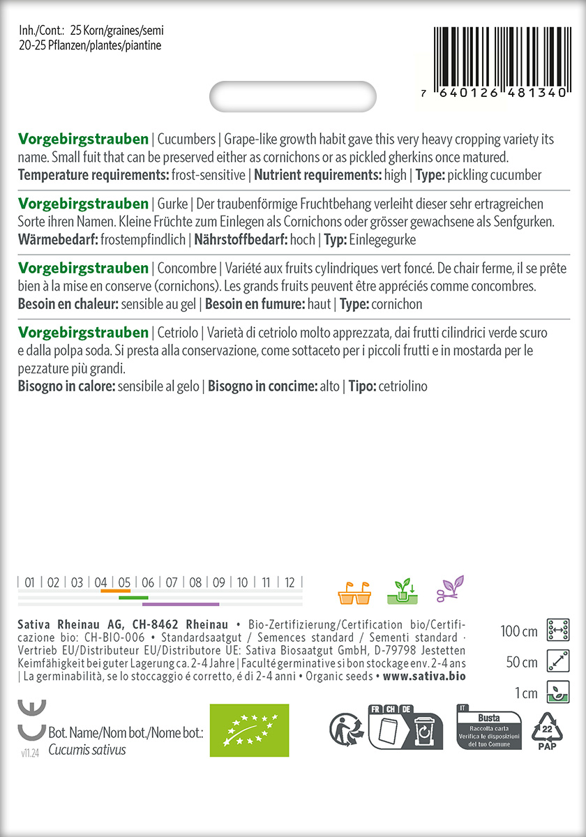 Gurke Vorgebirgstrauben BIO Samen Sativa