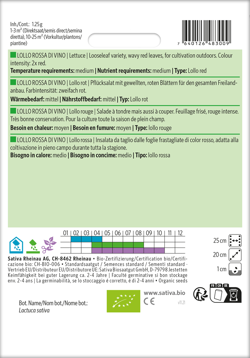 Pflücksalat Lollo Rossa Biosaatgut