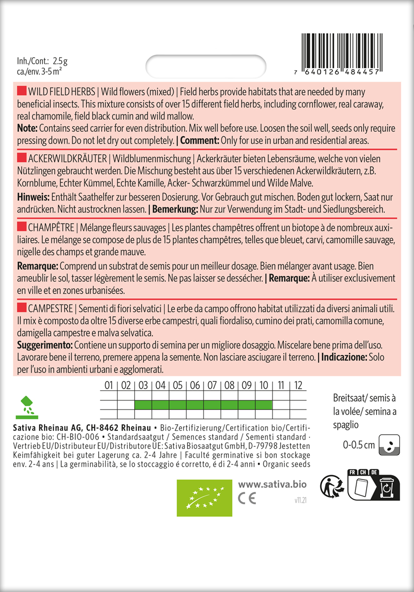 Ackerwildkräuter - BIO Samen von Sativa