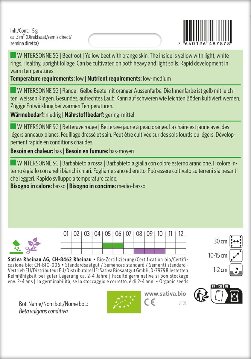 Gelbe Bete 'Wintersonne' Biosaatgut