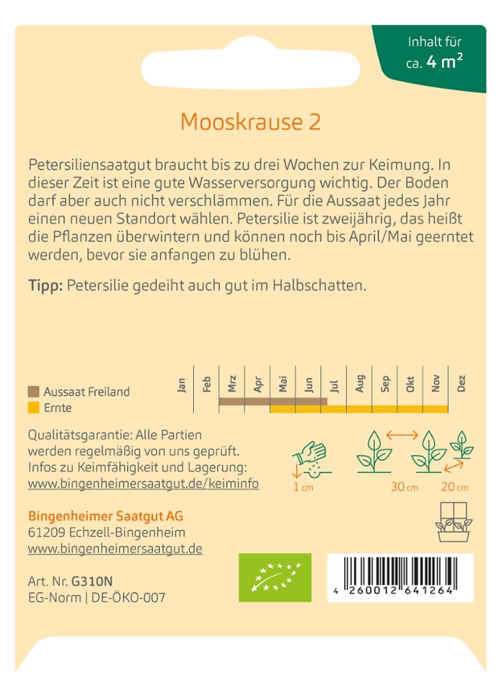 Petersilie Mooskrause 2 Biosaatgut