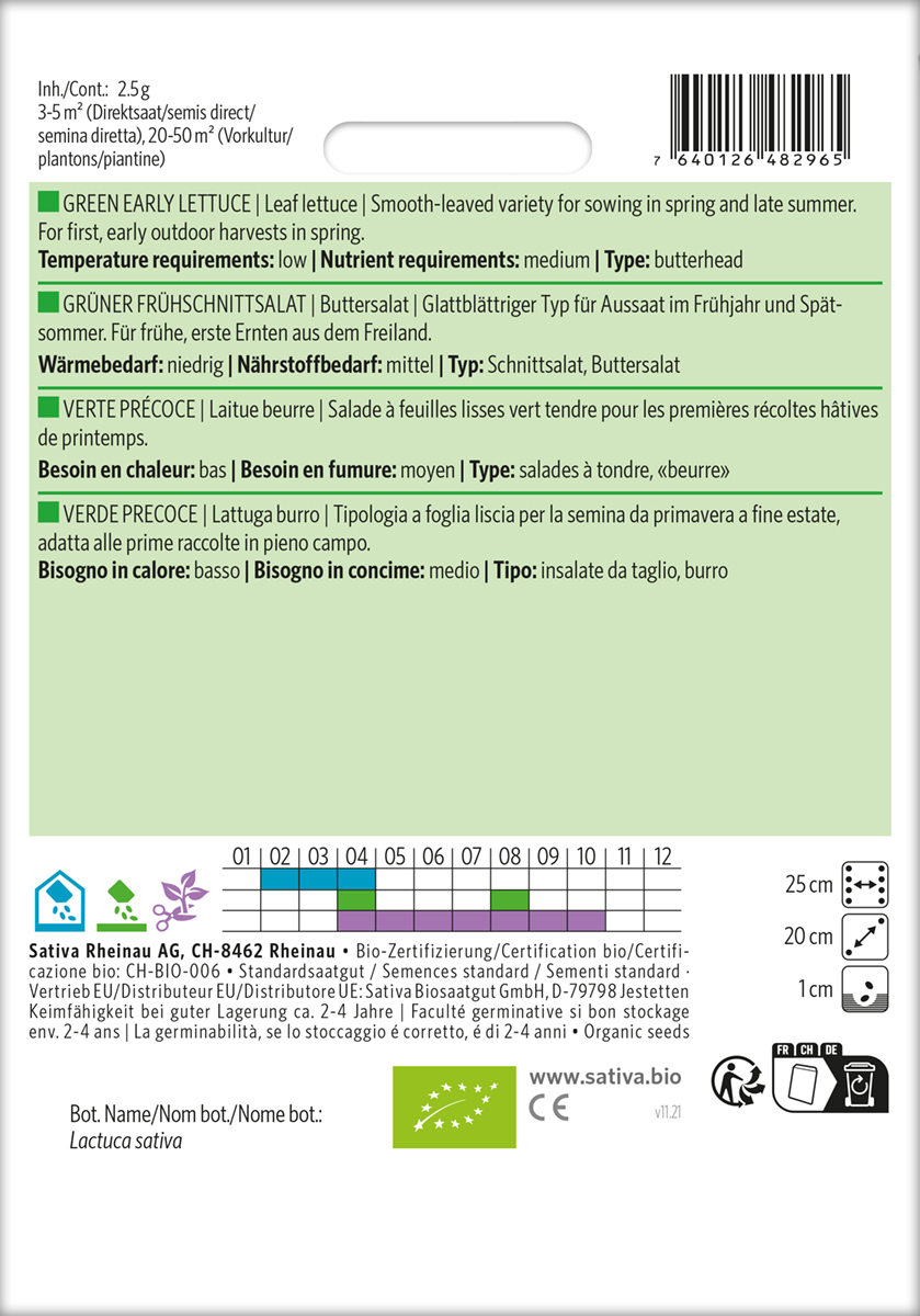 Frühschnittsalat Grüner, Buttersalat Bio Saatgut